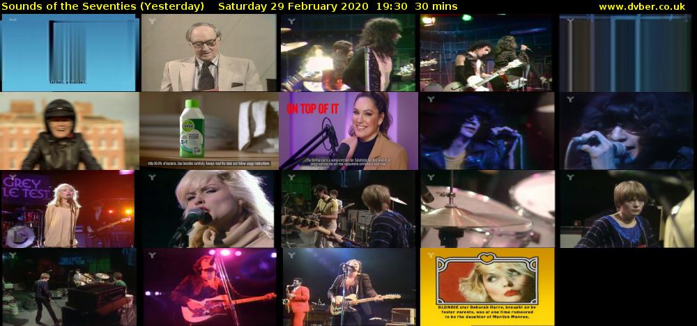 Sounds of the Seventies (Yesterday) Saturday 29 February 2020 19:30 - 20:00