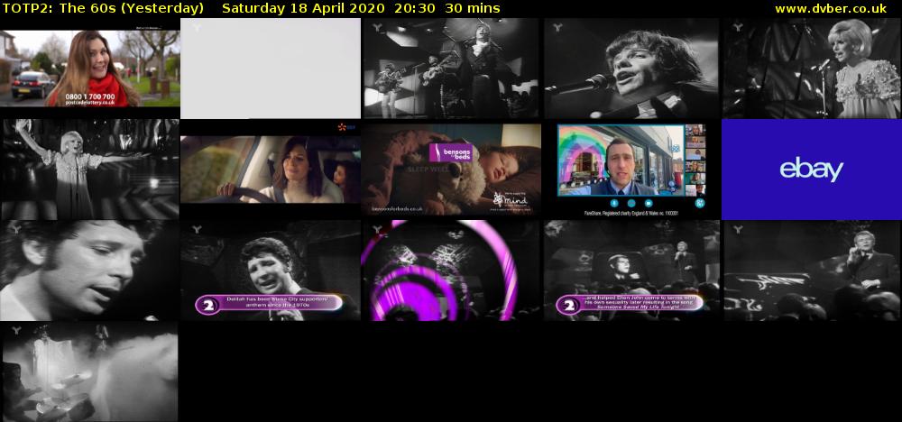 TOTP2: The 60s (Yesterday) Saturday 18 April 2020 20:30 - 21:00