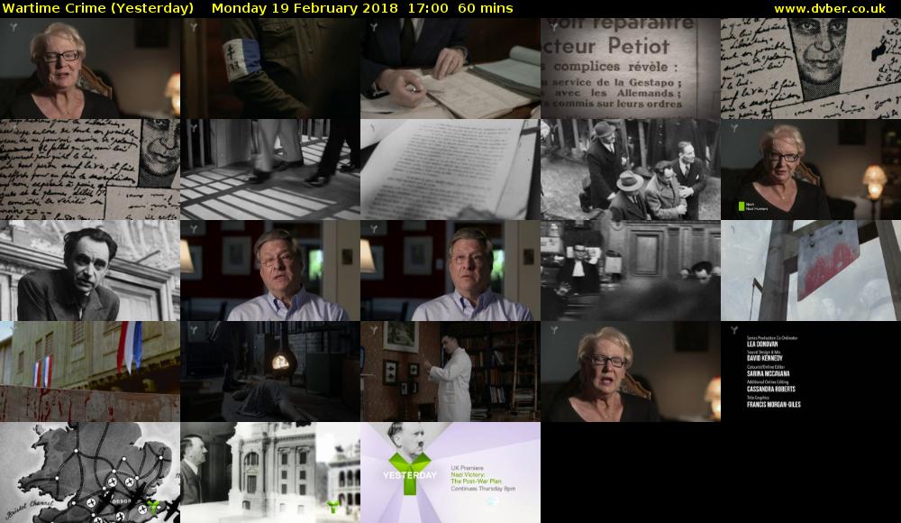 Wartime Crime (Yesterday) Monday 19 February 2018 17:00 - 18:00