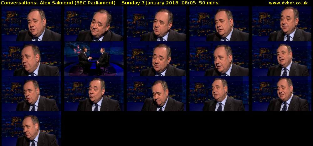 Conversations: Alex Salmond (BBC Parliament) Sunday 7 January 2018 08:05 - 08:55