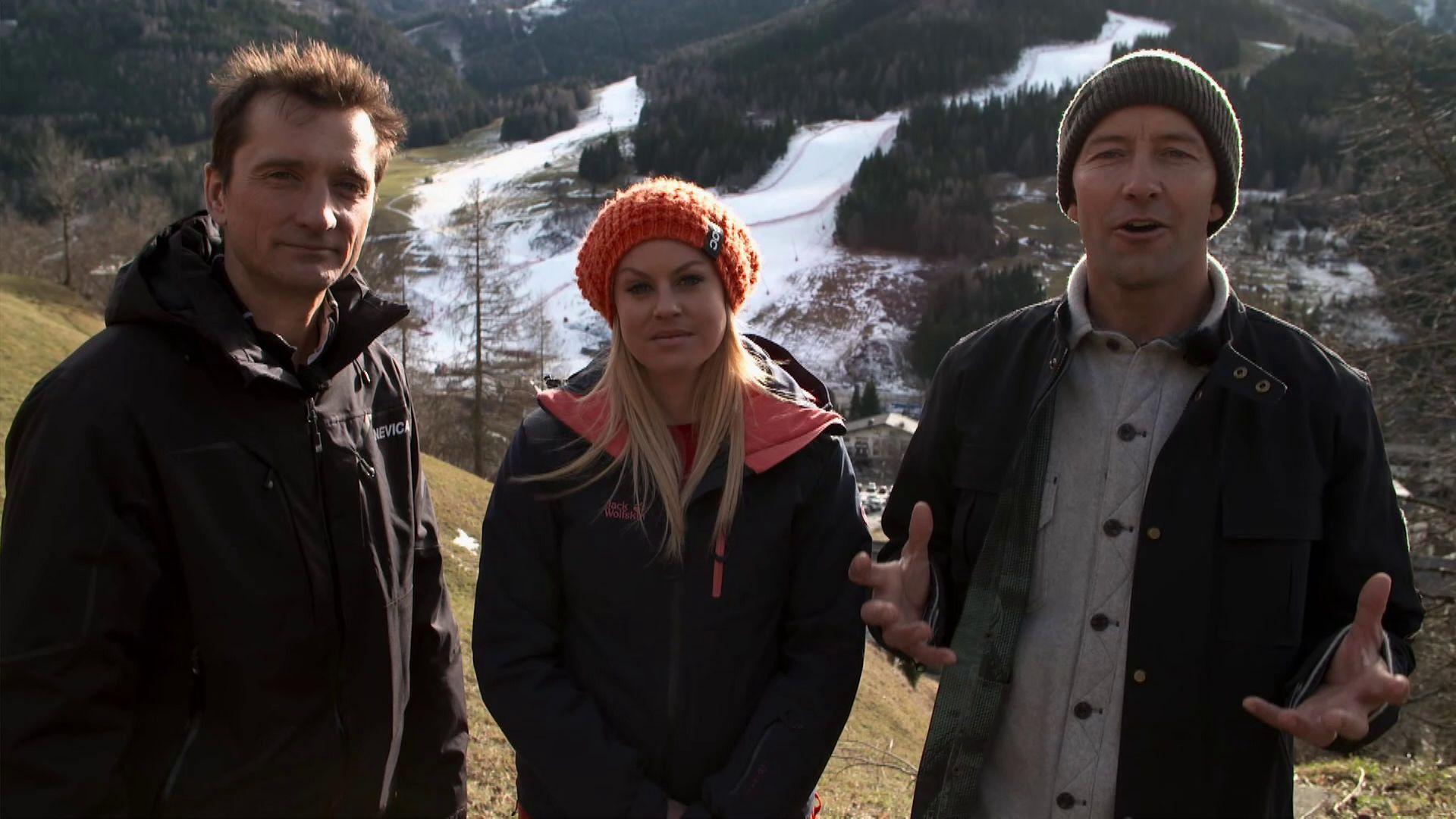 Ski Sunday presenters - left to right: Graham Bell, Chemmy Alcott, Ed Leigh