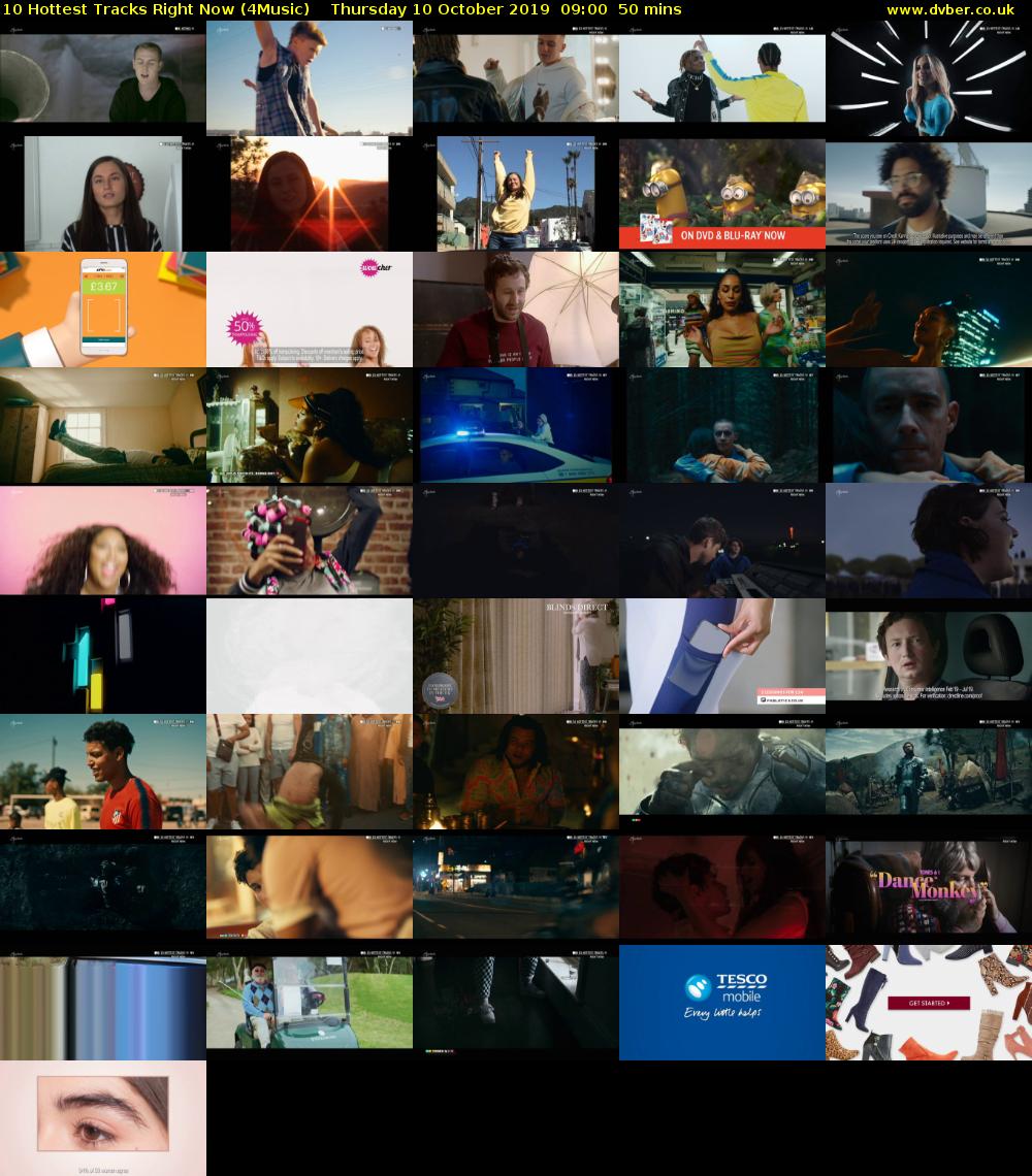 10 Hottest Tracks Right Now (4Music) Thursday 10 October 2019 09:00 - 09:50