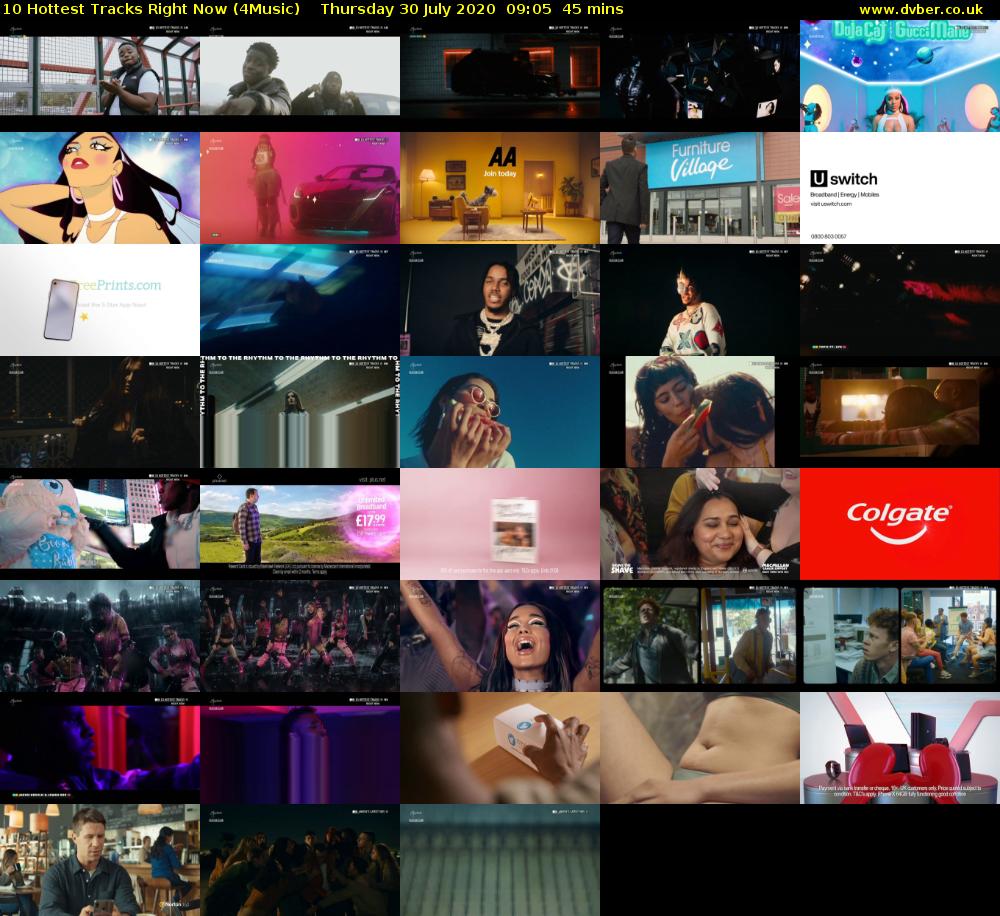 10 Hottest Tracks Right Now (4Music) Thursday 30 July 2020 09:05 - 09:50