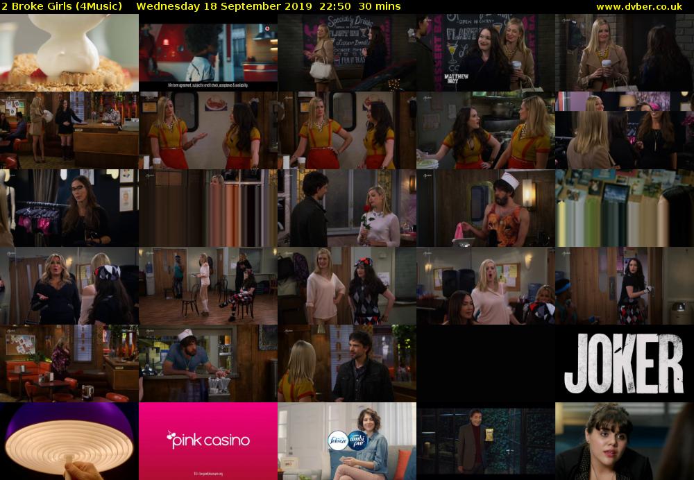 2 Broke Girls (4Music) Wednesday 18 September 2019 22:50 - 23:20