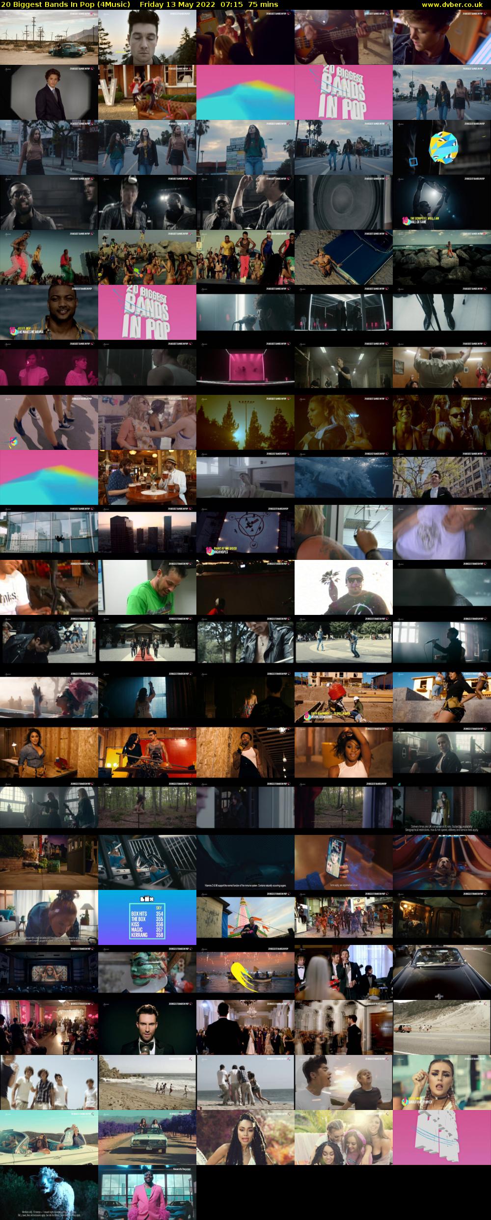 20 Biggest Bands In Pop (4Music) Friday 13 May 2022 07:15 - 08:30