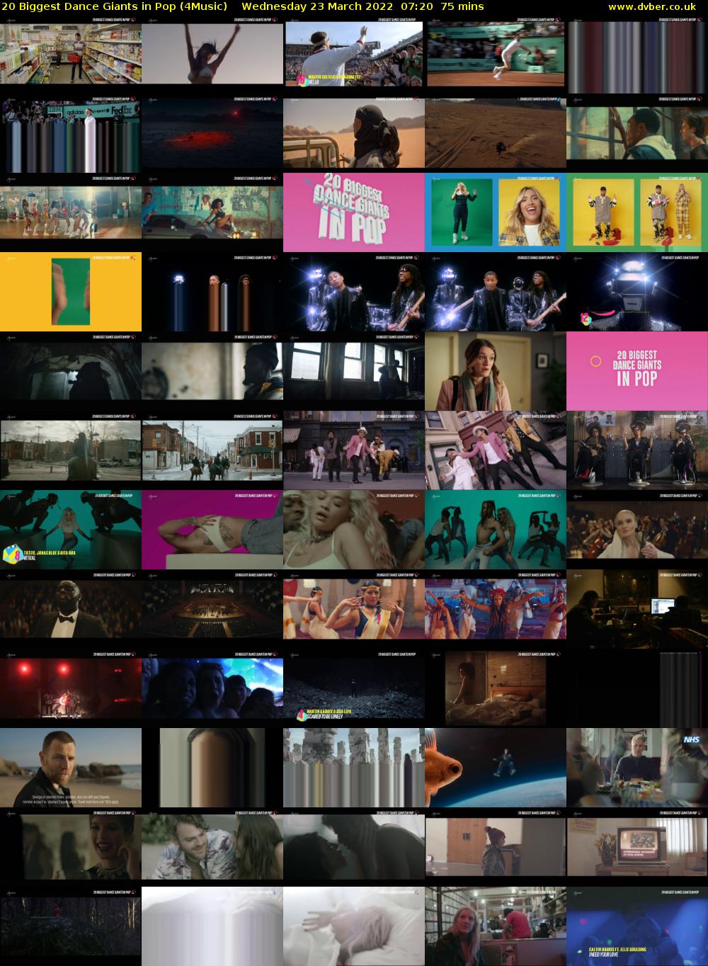 20 Biggest Dance Giants In Pop (4Music) Wednesday 23 March 2022 07:20 - 08:35