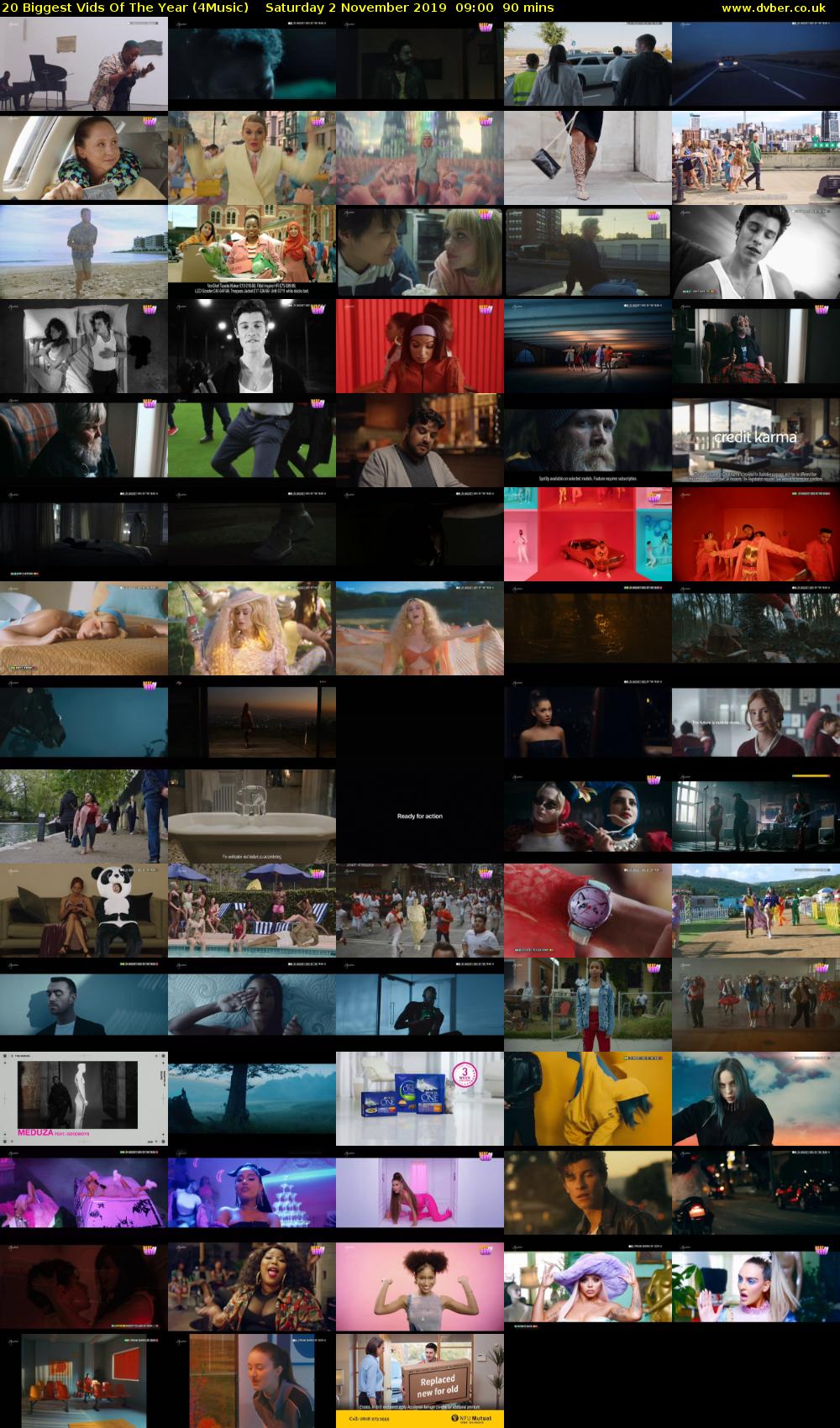 20 Biggest Vids Of The Year (4Music) Saturday 2 November 2019 09:00 - 10:30