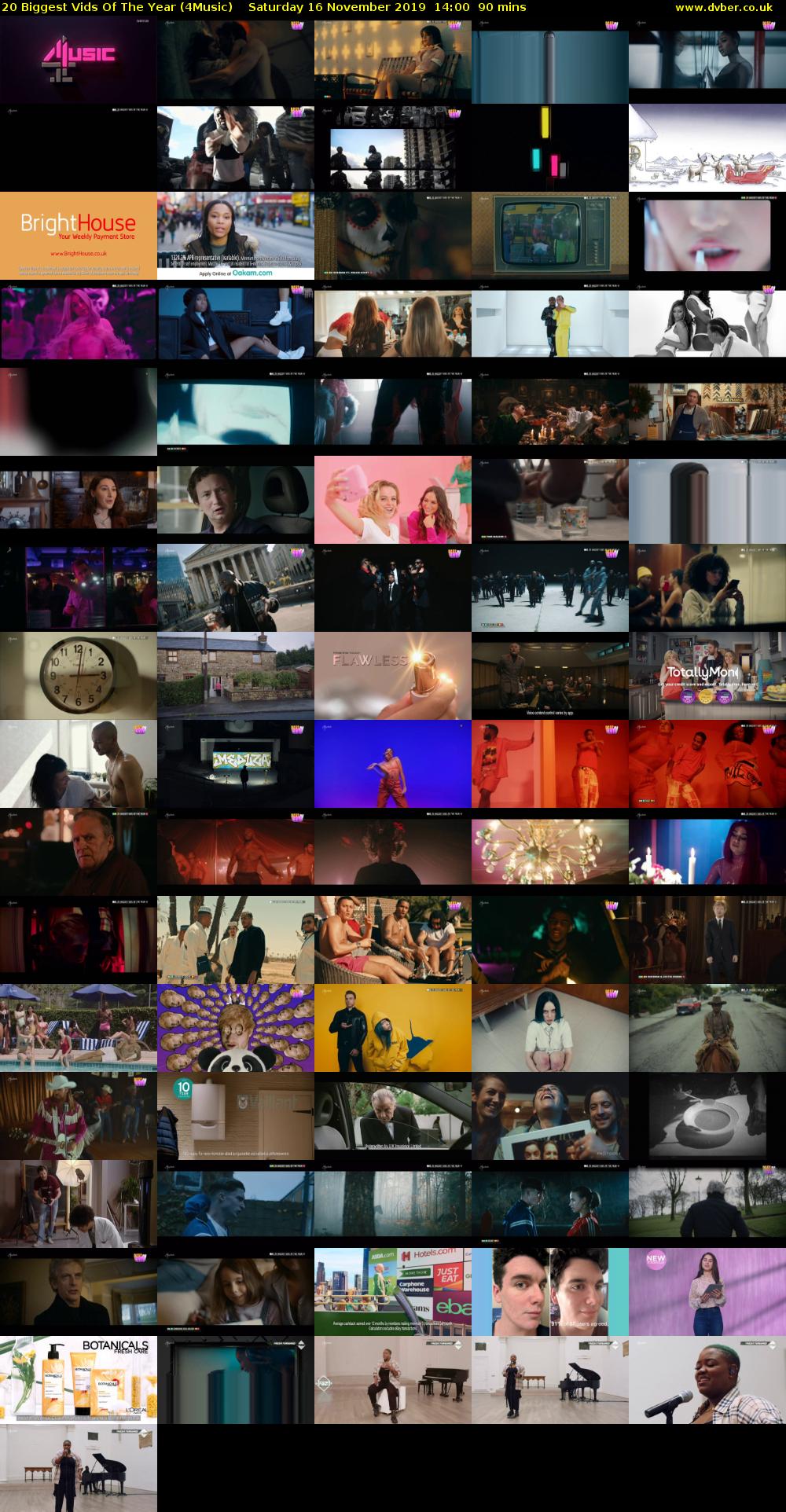 20 Biggest Vids Of The Year (4Music) Saturday 16 November 2019 14:00 - 15:30
