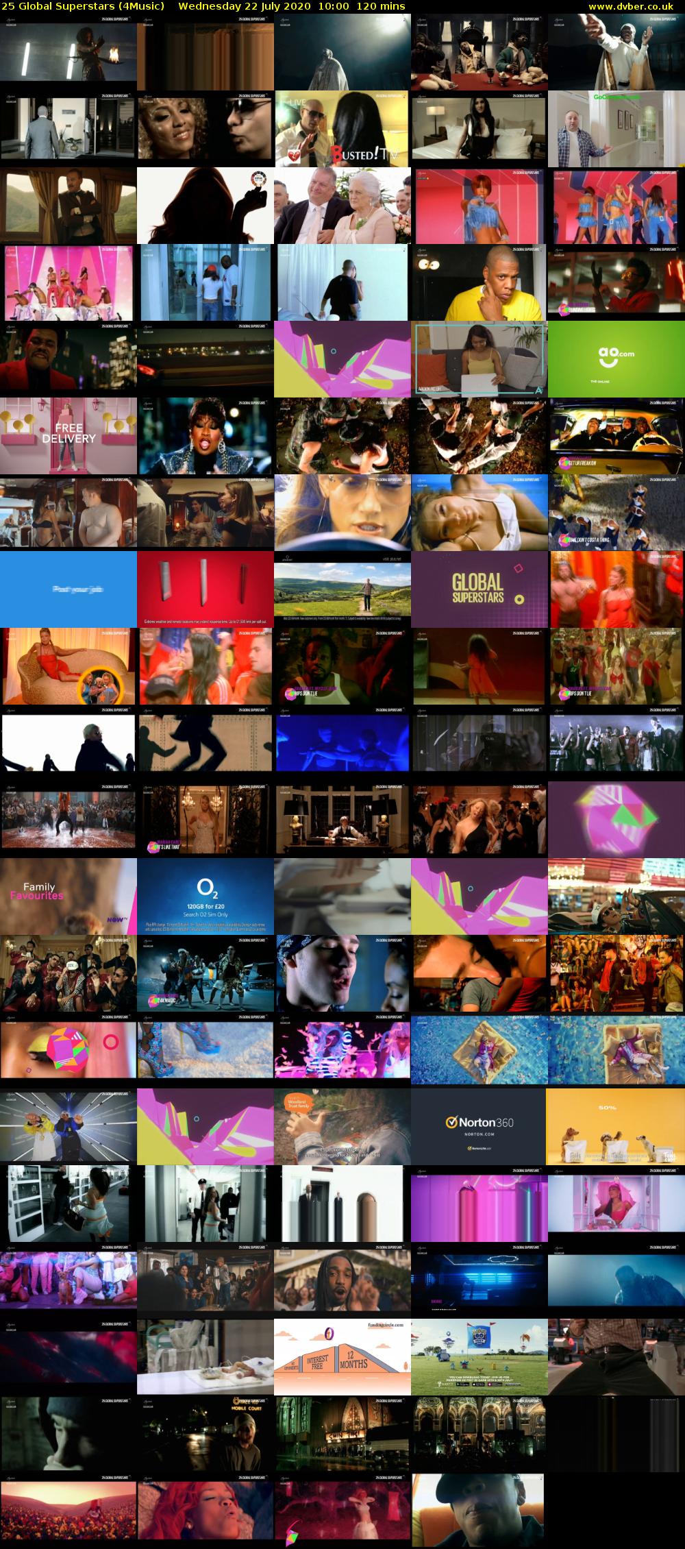 25 Global Superstars (4Music) Wednesday 22 July 2020 10:00 - 12:00