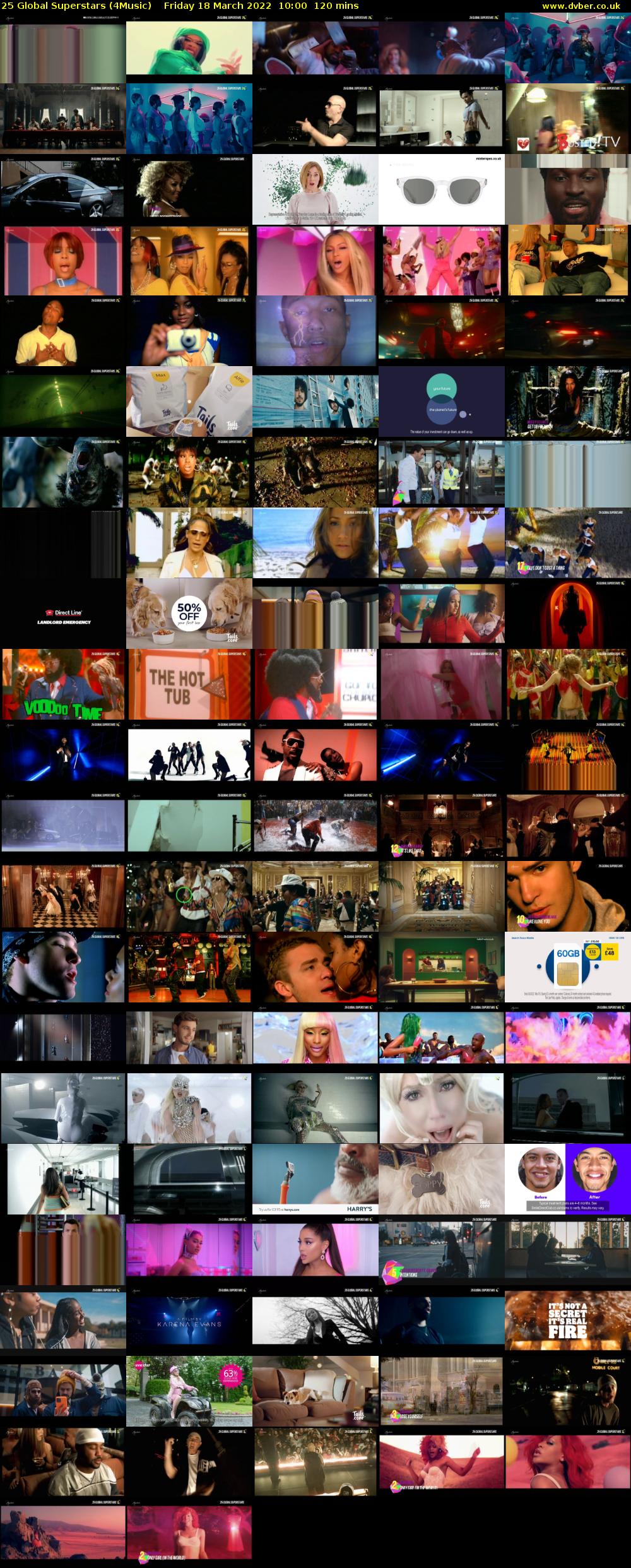 25 Global Superstars (4Music) Friday 18 March 2022 10:00 - 12:00