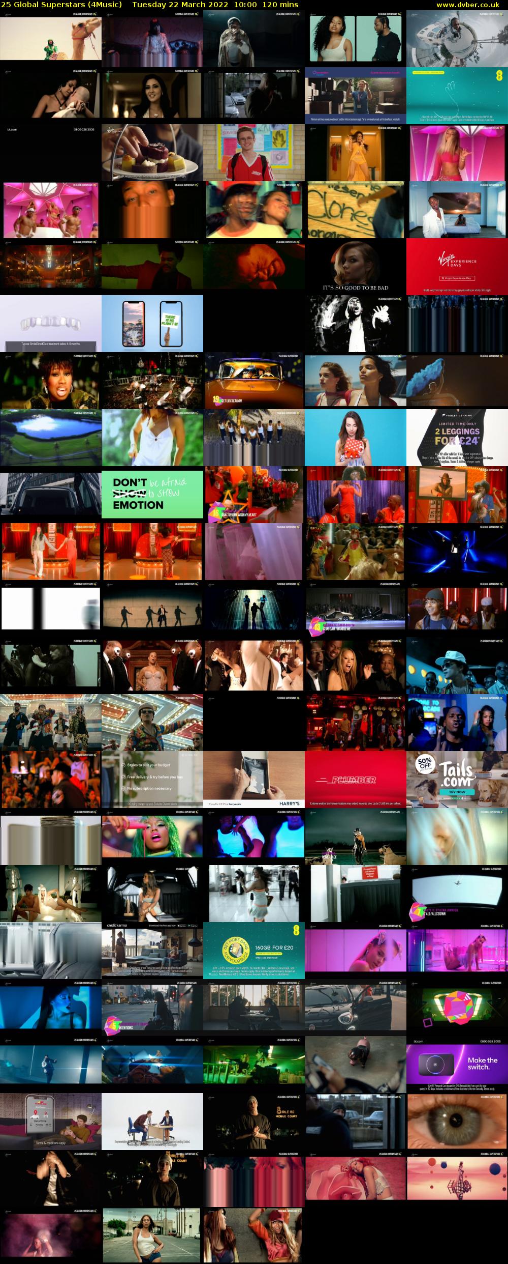 25 Global Superstars (4Music) Tuesday 22 March 2022 10:00 - 12:00