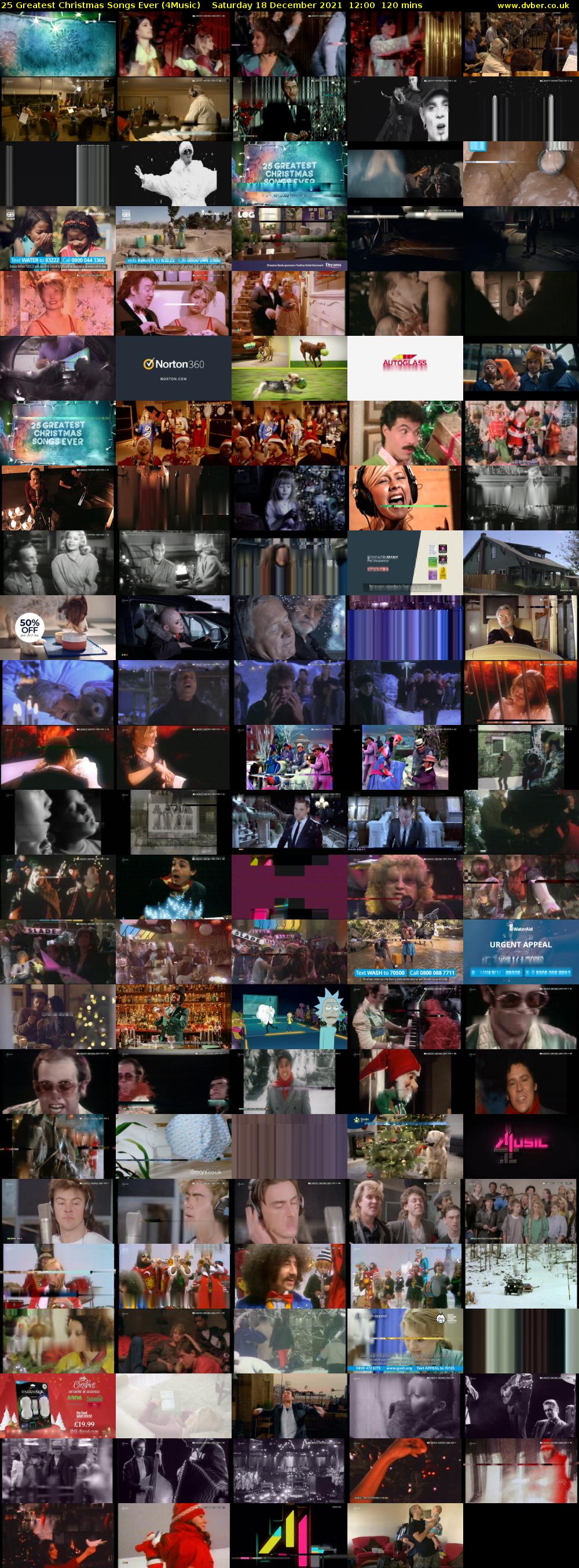 25 Greatest Christmas Songs Ever (4Music) Saturday 18 December 2021 12:00 - 14:00