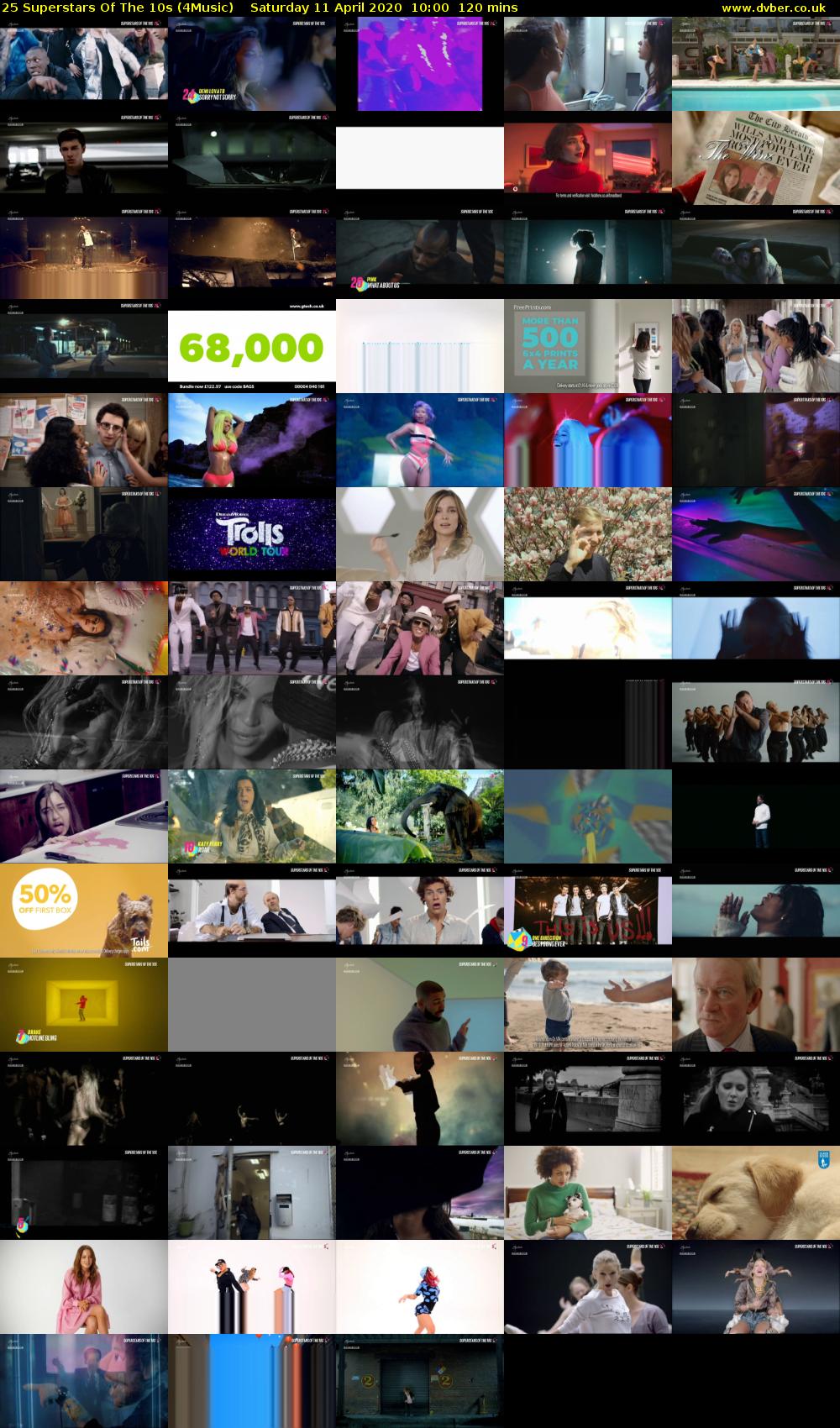 25 Superstars Of The 10s (4Music) Saturday 11 April 2020 10:00 - 12:00