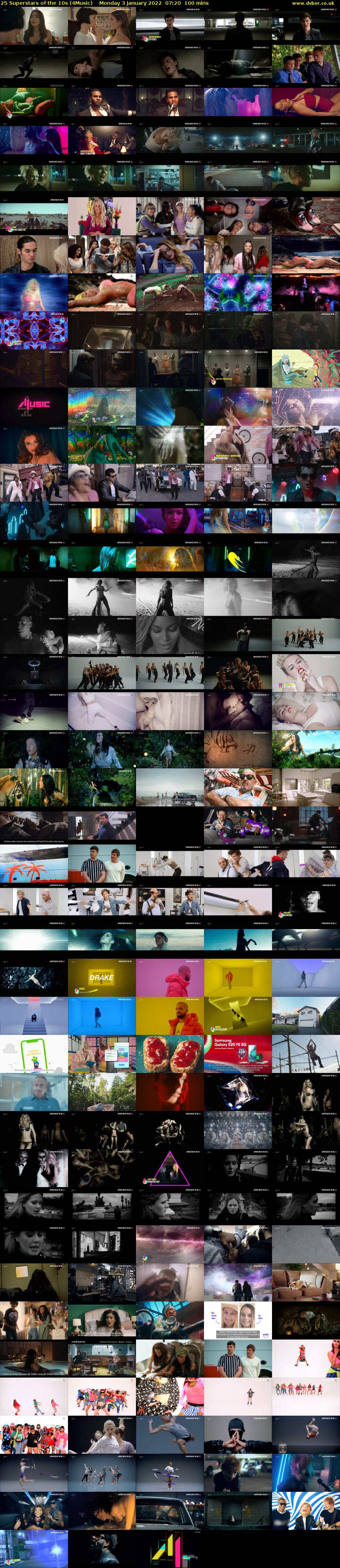 25 Superstars Of The 10s (4Music) Monday 3 January 2022 07:20 - 09:00