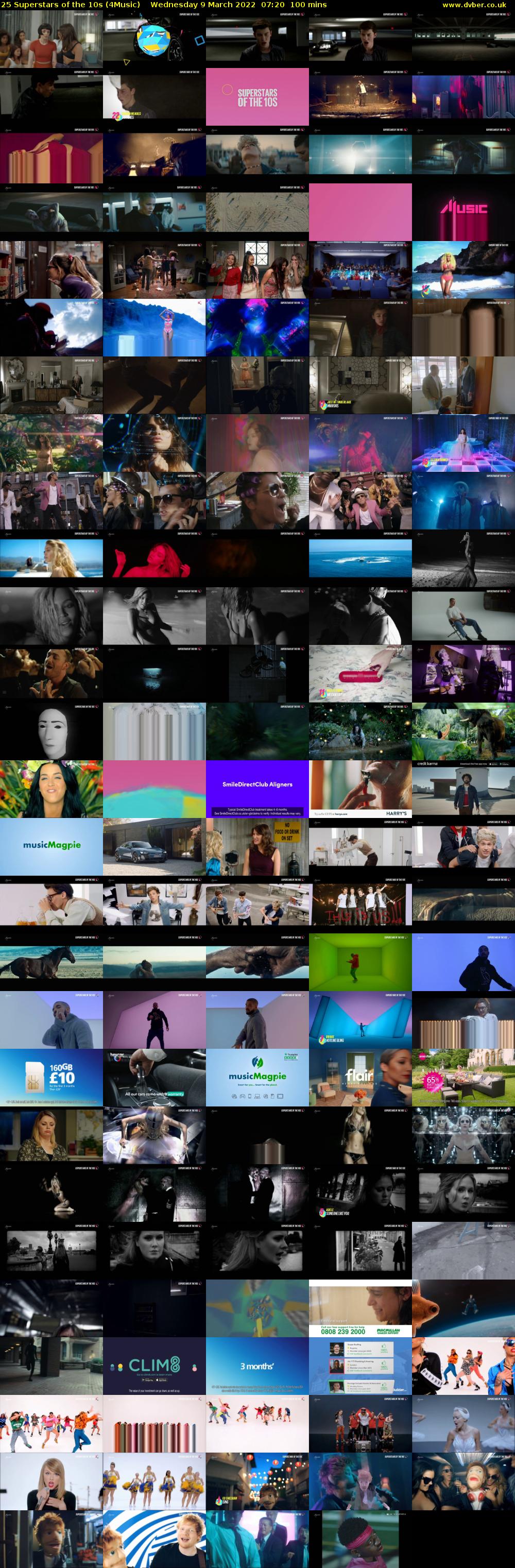 25 Superstars Of The 10s (4Music) Wednesday 9 March 2022 07:20 - 09:00