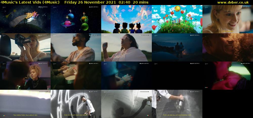 4Music's Latest Vids (4Music) Friday 26 November 2021 02:40 - 03:00