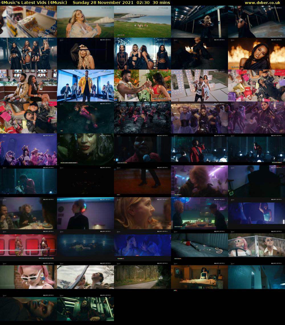4Music's Latest Vids (4Music) Sunday 28 November 2021 02:30 - 03:00