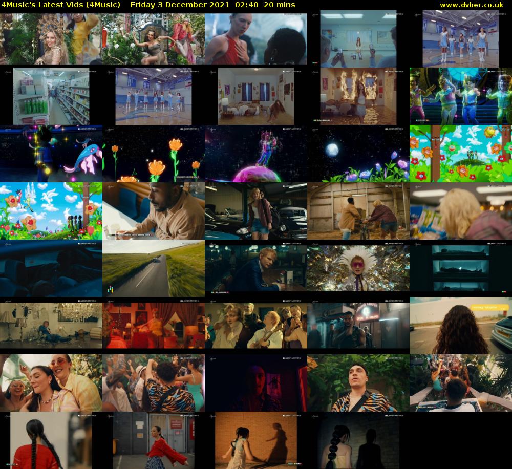 4Music's Latest Vids (4Music) Friday 3 December 2021 02:40 - 03:00