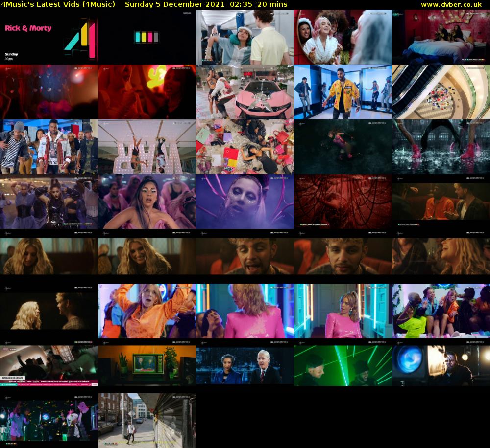 4Music's Latest Vids (4Music) Sunday 5 December 2021 02:35 - 02:55