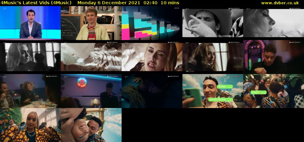4Music's Latest Vids (4Music) Monday 6 December 2021 02:40 - 02:50