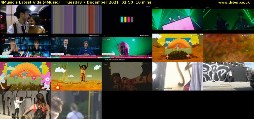 4Music's Latest Vids (4Music) Tuesday 7 December 2021 02:50 - 03:00