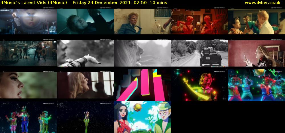 4Music's Latest Vids (4Music) Friday 24 December 2021 02:50 - 03:00