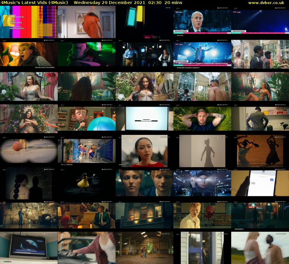 4Music's Latest Vids (4Music) Wednesday 29 December 2021 02:30 - 02:50