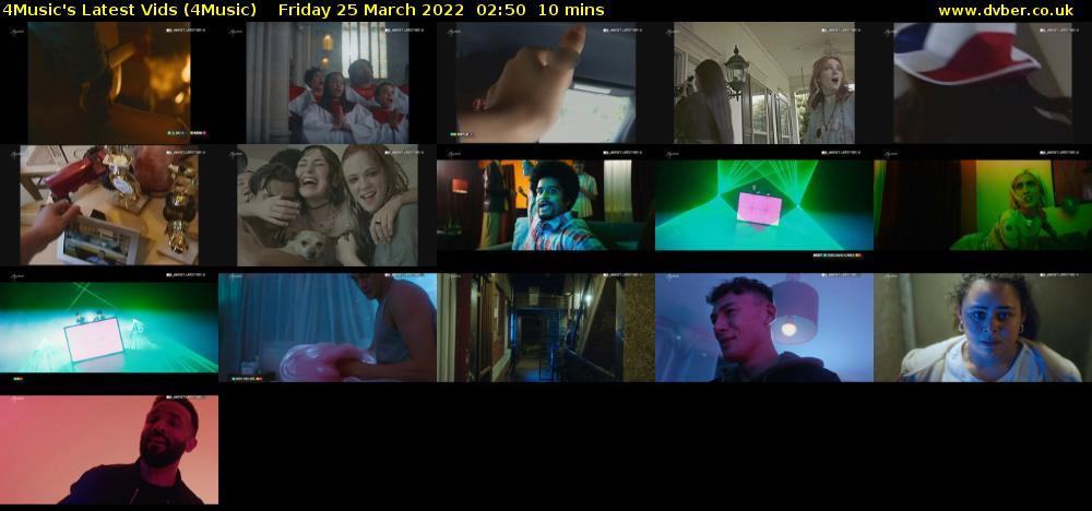 4Music's Latest Vids (4Music) Friday 25 March 2022 02:50 - 03:00
