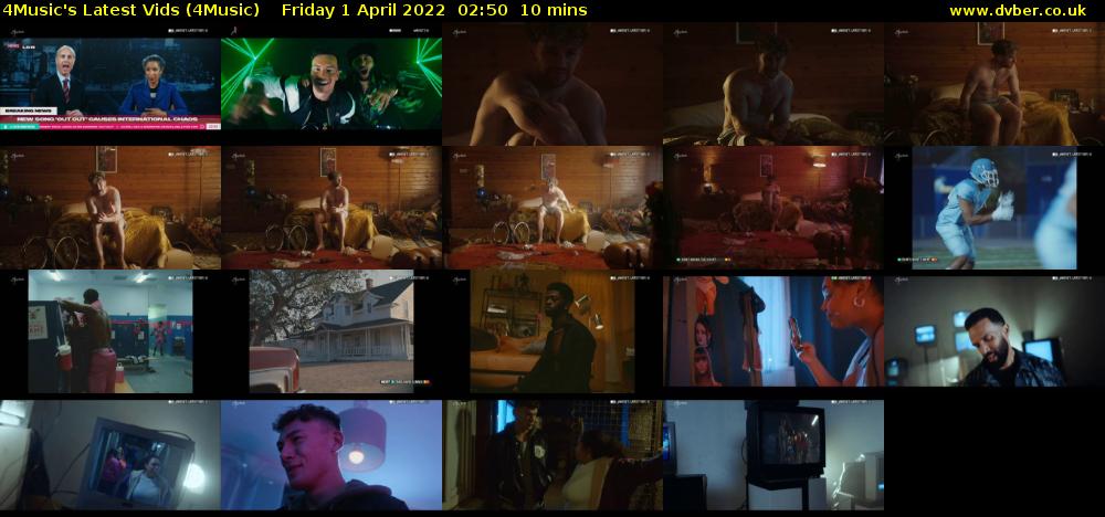 4Music's Latest Vids (4Music) Friday 1 April 2022 02:50 - 03:00