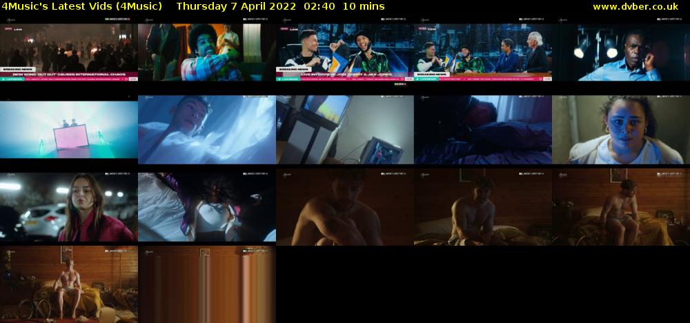 4Music's Latest Vids (4Music) Thursday 7 April 2022 02:40 - 02:50