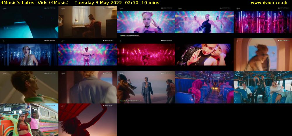4Music's Latest Vids (4Music) Tuesday 3 May 2022 02:50 - 03:00