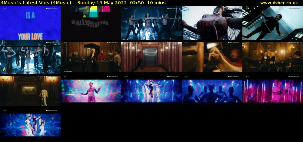 4Music's Latest Vids (4Music) Sunday 15 May 2022 02:50 - 03:00