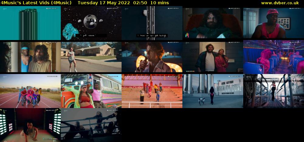 4Music's Latest Vids (4Music) Tuesday 17 May 2022 02:50 - 03:00
