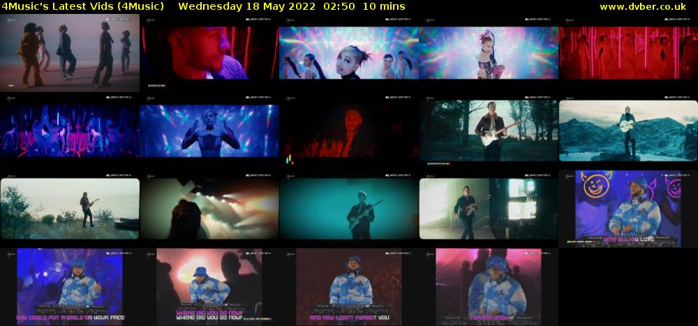 4Music's Latest Vids (4Music) Wednesday 18 May 2022 02:50 - 03:00
