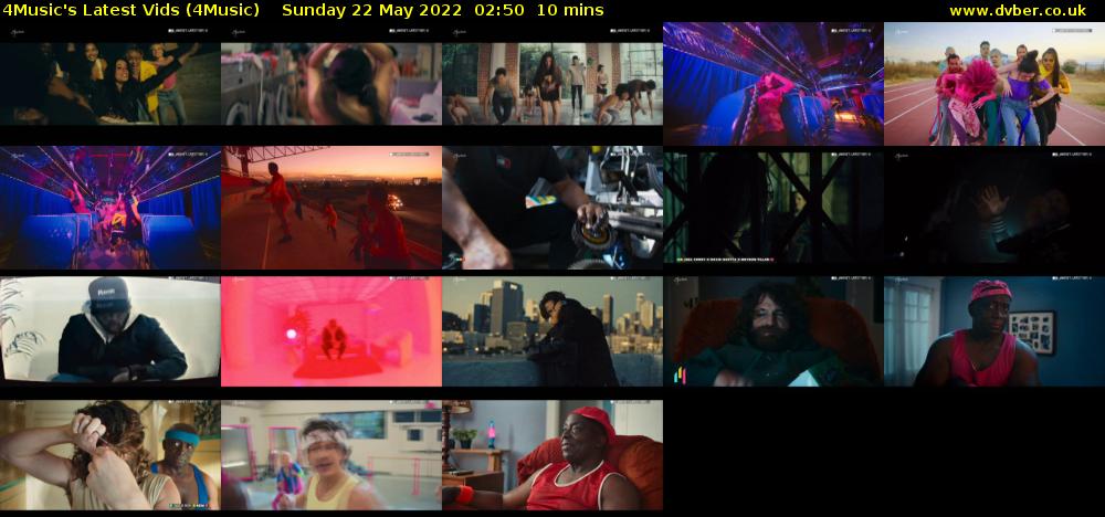 4Music's Latest Vids (4Music) Sunday 22 May 2022 02:50 - 03:00