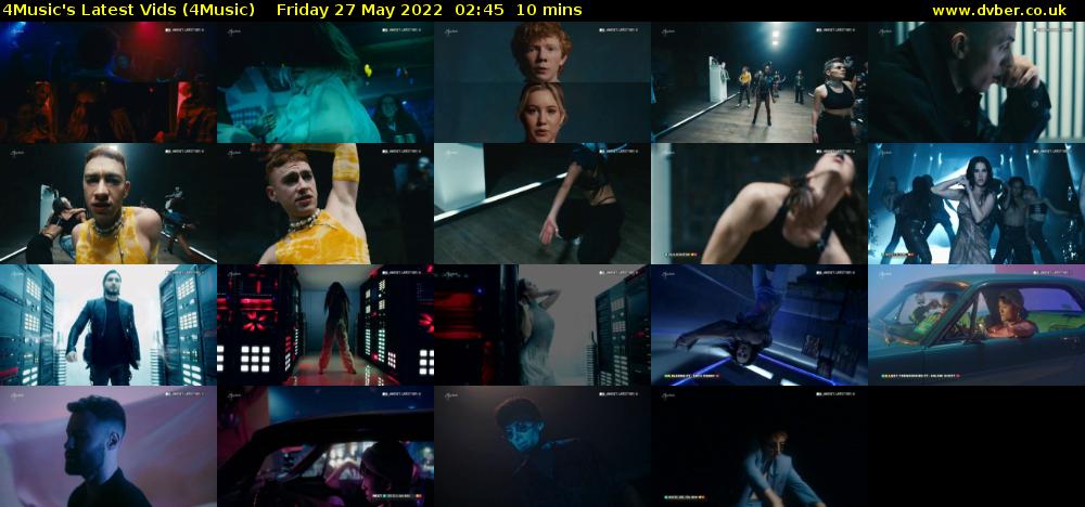 4Music's Latest Vids (4Music) Friday 27 May 2022 02:45 - 02:55