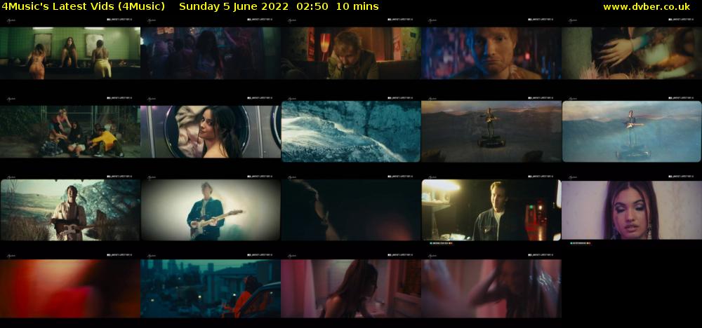 4Music's Latest Vids (4Music) Sunday 5 June 2022 02:50 - 03:00