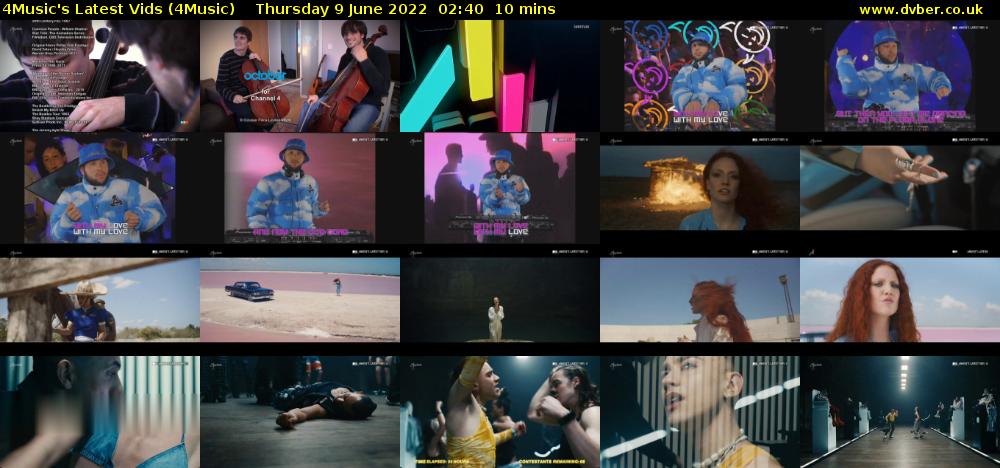 4Music's Latest Vids (4Music) Thursday 9 June 2022 02:40 - 02:50