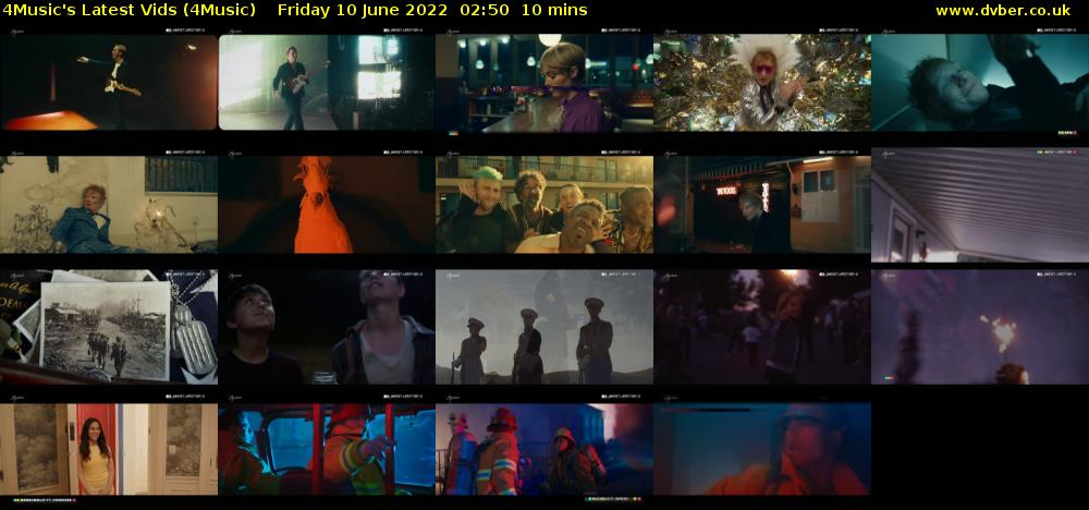 4Music's Latest Vids (4Music) Friday 10 June 2022 02:50 - 03:00