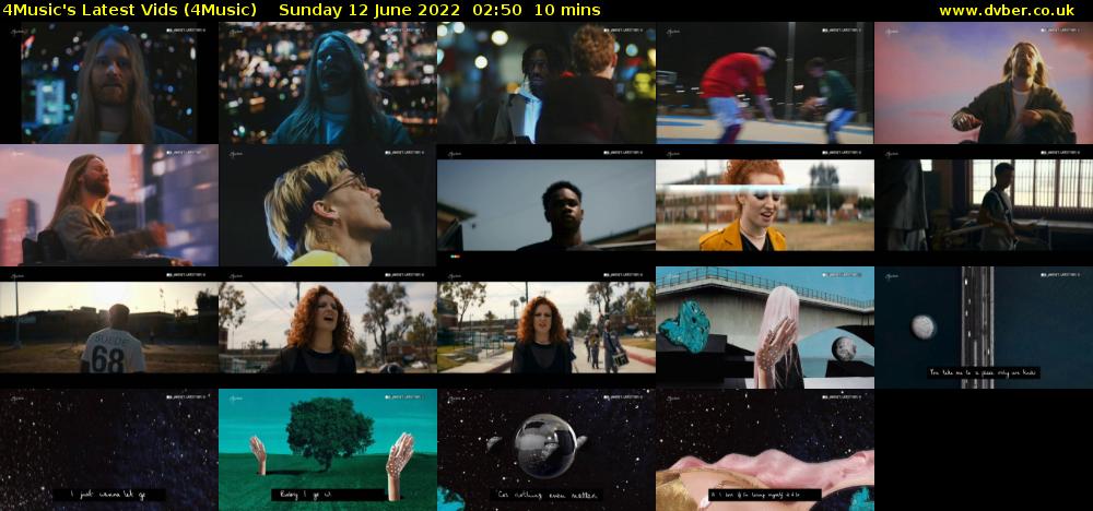 4Music's Latest Vids (4Music) Sunday 12 June 2022 02:50 - 03:00