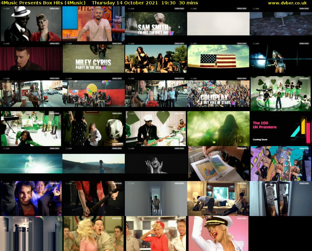 4Music Presents Box Hits (4Music) Thursday 14 October 2021 19:30 - 20:00