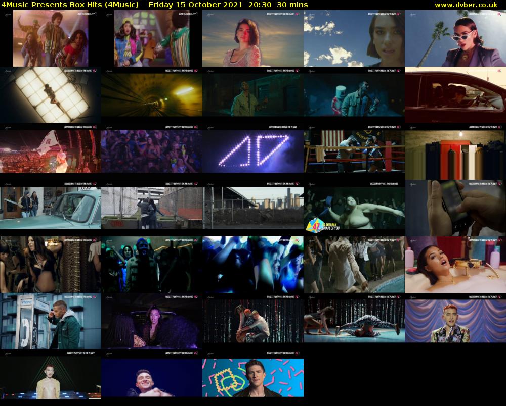 4Music Presents Box Hits (4Music) Friday 15 October 2021 20:30 - 21:00