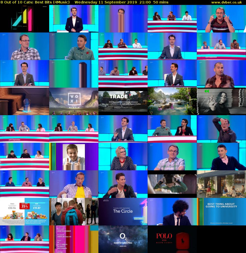 8 Out of 10 Cats: Best Bits (4Music) Wednesday 11 September 2019 21:00 - 21:50