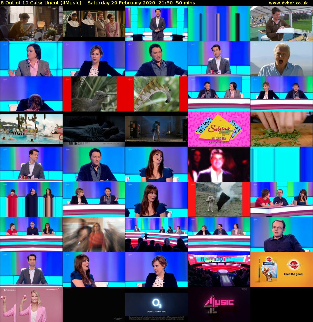 8 Out of 10 Cats: Uncut (4Music) Saturday 29 February 2020 21:50 - 22:40