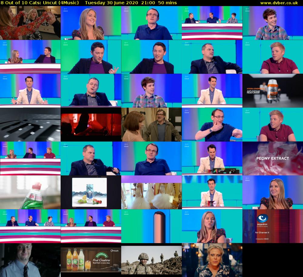 8 Out of 10 Cats: Uncut (4Music) Tuesday 30 June 2020 21:00 - 21:50