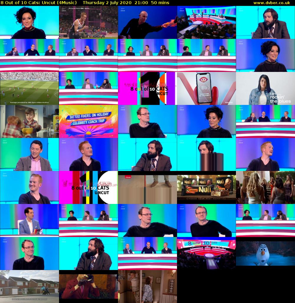 8 Out of 10 Cats: Uncut (4Music) Thursday 2 July 2020 21:00 - 21:50