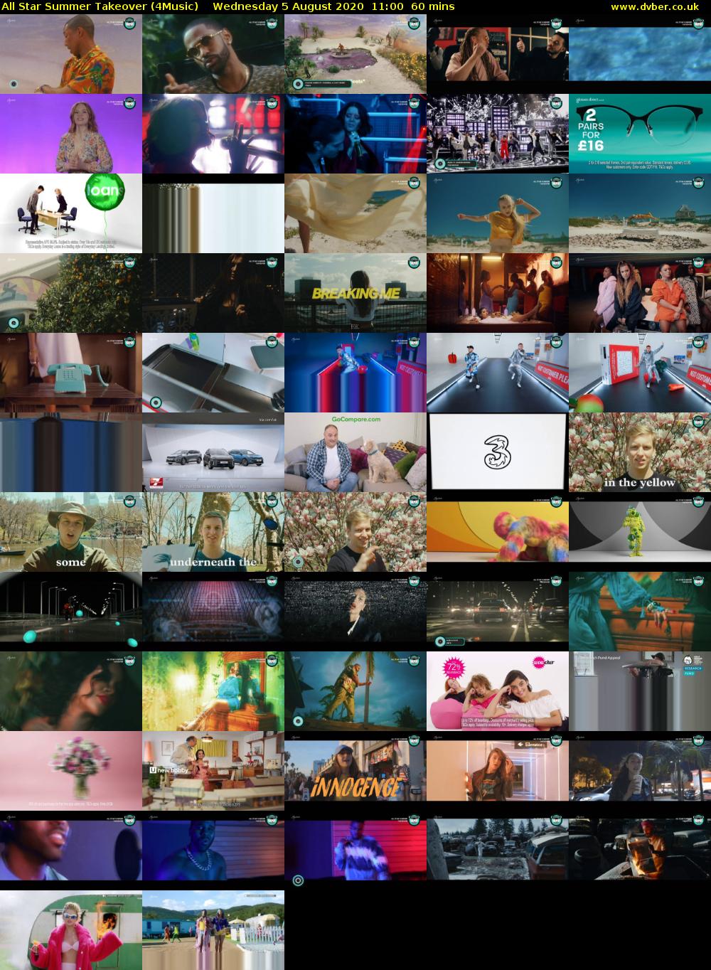 All Star Summer Takeover (4Music) Wednesday 5 August 2020 11:00 - 12:00