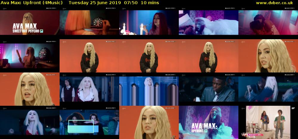 Ava Max: Upfront (4Music) Tuesday 25 June 2019 07:50 - 08:00