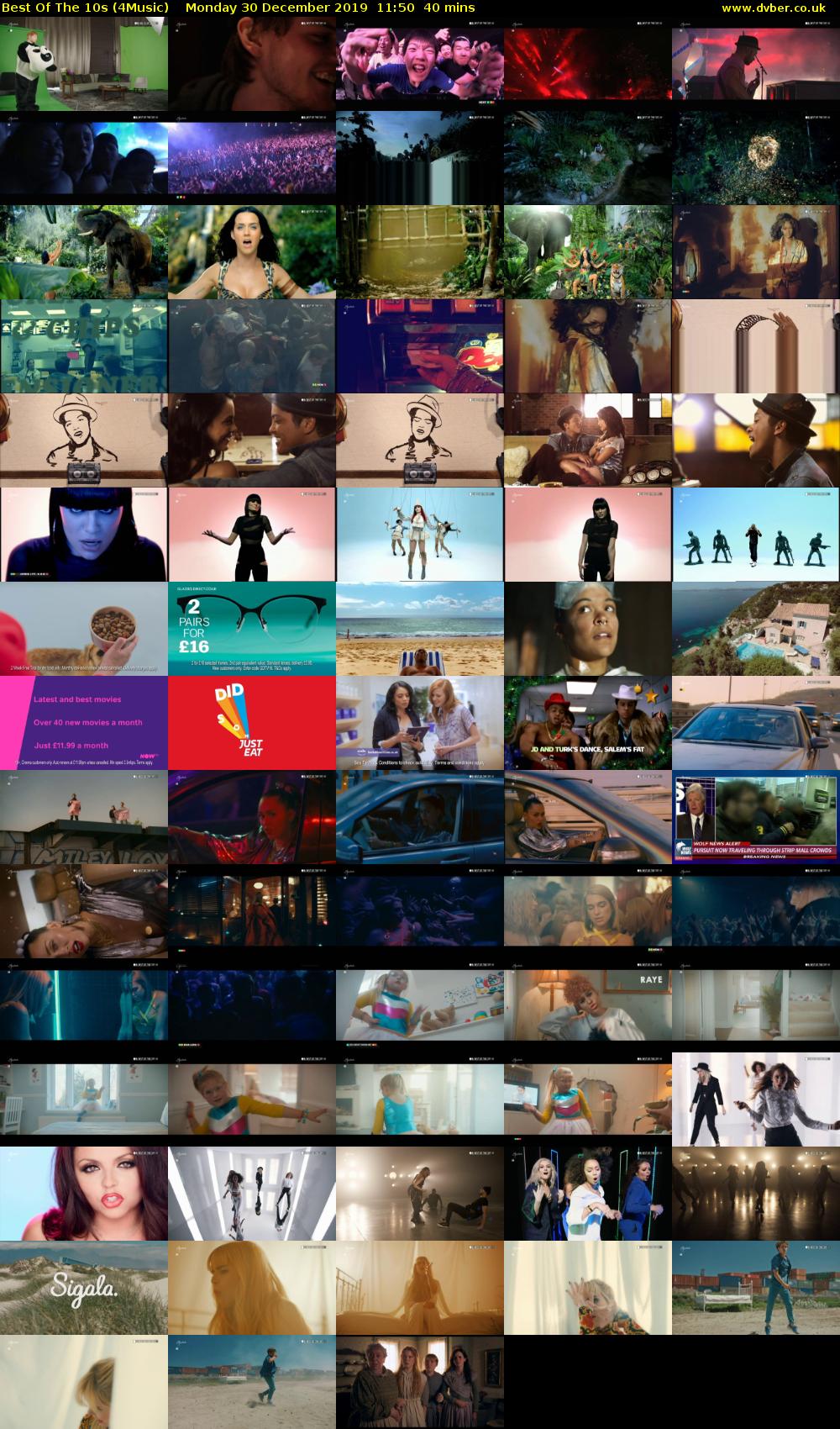 Best Of The 10s (4Music) Monday 30 December 2019 11:50 - 12:30