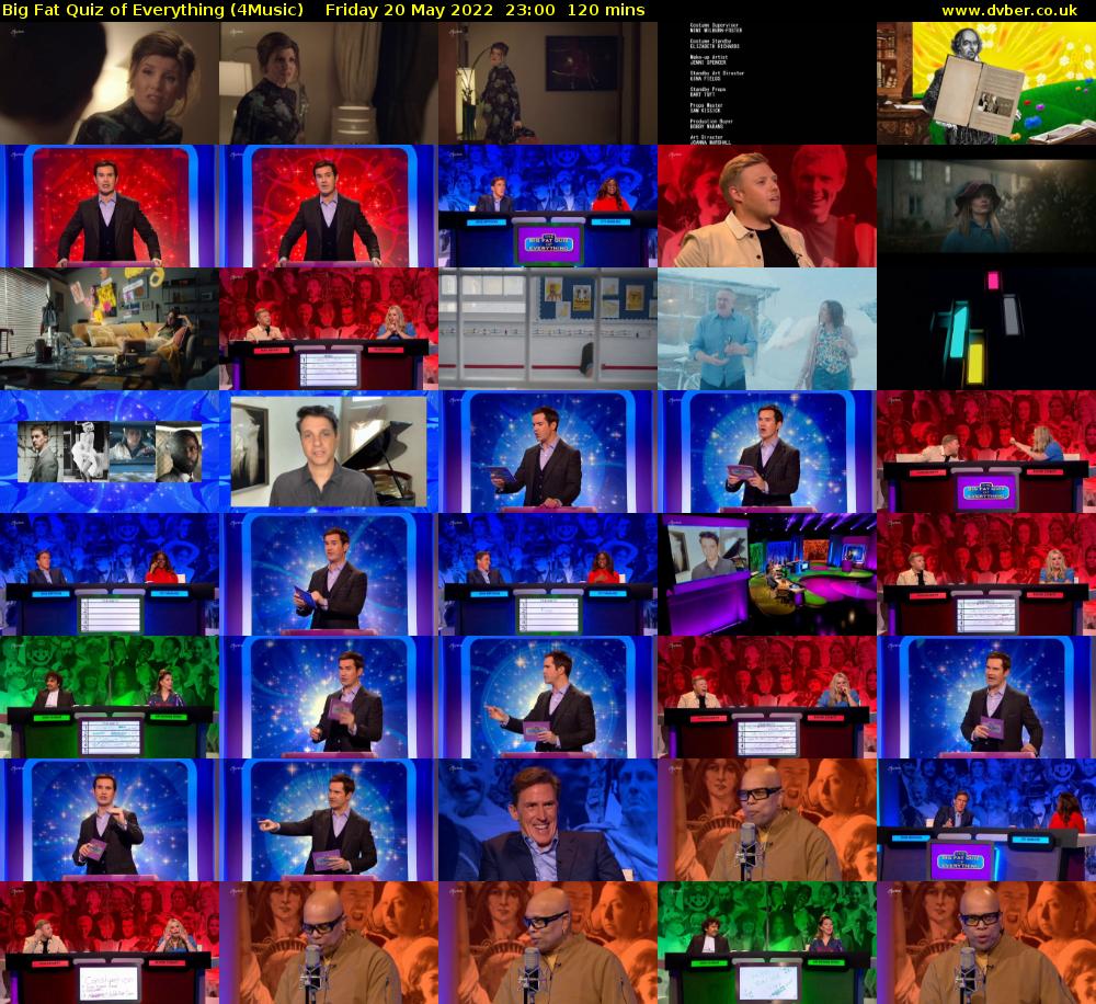 Big Fat Quiz of Everything (4Music) Friday 20 May 2022 23:00 - 01:00